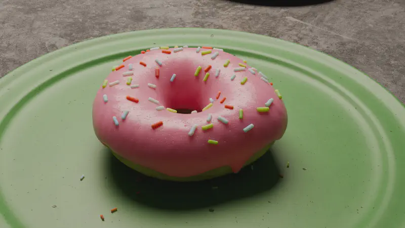 Septième étape, on rajoute des car en sac sur le donut