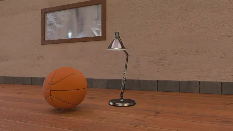 Rendu des objets dans le contexte de leur décor de chalet de montagne avec le HDRI