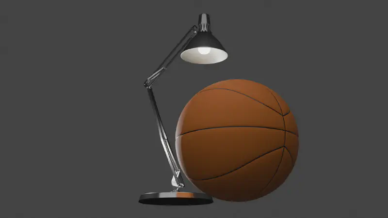 Rendu avec textures de la lampe Luxo et du ballon